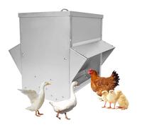 MUALROUS 25KG Automatic Chicken Feeder - Large Capacity Stainless Steel With Lid, No Waste, Hanging Trough for Quail, Ducks - Outside Waterproof Poultry Feeder