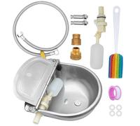MUALROUS 9 in1 Automatic Water Bowl with Float Valve, Stainless Steel Water Dispenser for Dogs, Livestock Drinker with Hose for Livestock, Chickens, Horses, Cattle, Pigs, Goats, Cattle, Cow