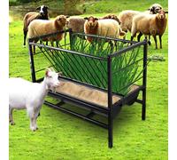MUALROUS Goat Hay Feeder2 in 1, Pasture Hay Grain Feeder for Goats, Large Capacity Goat Hay Feeder Outdoor Food Feeder with 2pcs Deeper Feeding Trough for Horse (42.1 * 25.6 * 35.4inch)