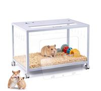 MUALROUS Large Guinea Pig Cage Chew Game Safe Acrylic Aluminium Hamster Cage - White, Transparent Ventilated Hamster House DIY Indoor Pet Cage Suitable for Gerbils, Guinea Pigs and Hamsters