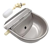 MUALROUS Stainless Steel Cattle Drinker Waterer Trough Automatic Dog Water Bowls with 2 pcs 1/2’‘ Float Valve Horse Cattle Goat Sheep Pig Dog Float Valve Water Trough Farm Supplies
