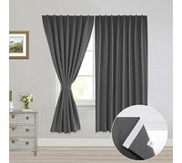 Muamar 2pcs Self Adhesive 100% Blackout Curtains, Modern Grey, W 52" x L 63", Room Darkening, Multi-purpose