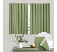 Muamar No Drill Blackout Curtain, Easy Install Window Curtain Panels, Portable Bedroom Curtains 2 Panel Sets, Light Blocking Shades for Window (Sage Green, 34" W x 30" L)