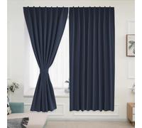 Muamar No Drill Blackout Curtain, Easy Install Window Curtain Panels, Portable Bedroom Curtains 2 Panel Sets, Light Blocking Shades for Window (Navy Blue, 52" W x 63" L)