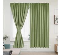 Muamar No Drill Blackout Curtain, Easy Install Window Curtain Panels, Portable Bedroom Curtains 2 Panel Sets, Light Blocking Shades for Window (Sage Green, 42" W x 84" L)