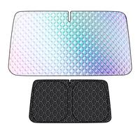 Muamos Car Windshield Sunshield, Accordion Foldable Front Windshield Sunshade UV Protection Auto Sunshade Rainbow Sparkle Layer Diamond Pattern Thermal Reflector (S)