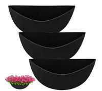 Muanwk 3PCS 16 Inch Fabric Planter Basket Liners, Half Round Planter Liner | Felt Hanging Basket Liner Set for Garden Decor and Vegetable Growing