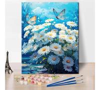 Muaor Framed Paint by Numbers for Adults 60x75cm,Blue Sky Daisy Paint by Numbers Kits for Beginners,DIY Acrylic Oil Painting by Number kit Art Craft for Home Wall Decor Gifts