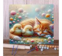 Muaor Framed Paint by Numbers for Adults 60x75cm,Grassland Cat Chicken Paint by Numbers Kits for Beginners,DIY Acrylic Oil Painting by Number kit Art Craft for Home Wall Decor Gifts