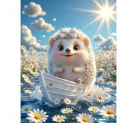 Muaor Framed Paint by Numbers for Adults 60x75cm,Hedgehog Daisy Sun Paint by Numbers Kits for Beginners,DIY Acrylic Oil Painting by Number kit Art Craft for Home Wall Decor Gifts