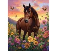 Muaor Framed Paint by Numbers for Adults 60x75cm,Horse Flower Butterfly Paint by Numbers Kits for Beginners,DIY Acrylic Oil Painting by Number kit Art Craft for Home Wall Decor Gifts