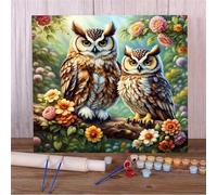 Muaor Frameless Paint by Numbers for Adults 50x65cm,Brown Owl Flower Paint by Numbers Kits for Beginners,DIY Acrylic Oil Painting by Number kit Art Craft for Home Wall Decor Gifts