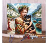 Muaor Frameless Paint by Numbers for Adults 50x65cm,Coastal City Lady Paint by Numbers Kits for Beginners,DIY Acrylic Oil Painting by Number kit Art Craft for Home Wall Decor Gifts