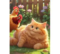 Muaor Frameless Paint by Numbers for Adults 50x65cm,Lawn Cat Chicken Paint by Numbers Kits for Beginners,DIY Acrylic Oil Painting by Number kit Art Craft for Home Wall Decor Gifts