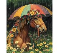 Muaor Frameless Paint by Numbers for Adults 60x90cm,Rain Brown Horse Paint by Numbers Kits for Beginners,DIY Acrylic Oil Painting by Number kit Art Craft for Home Wall Decor Gifts