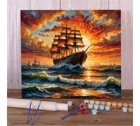 Muaor Frameless Paint by Numbers for Adults 60x90cm,Sunset Sailboat Paint by Numbers Kits for Beginners,DIY Acrylic Oil Painting by Number kit Art Craft for Home Wall Decor Gifts
