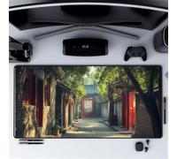 Muaor Gaming Mouse Mat Ancient Architecture, Large mouse Pad 800x400mm Thickness 2MM, Improved Precision and Speed, Non-Slip Base Mousepad with Stitched Edges for Gaming, Office & Home