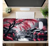Muaor Gaming Mouse Mat Ancient Town, Large mouse Pad 900x300mm Thickness 2MM, Improved Precision and Speed, Non-Slip Base Mousepad with Stitched Edges for Gaming, Office & Home