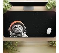 Muaor Gaming Mouse Mat Black Astronaut Cat, Large mouse Pad 1000x500mm Thickness 3MM, Improved Precision and Speed, Non-Slip Base Mousepad with Stitched Edges for Gaming, Office & Home