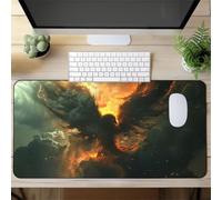 Muaor Gaming Mouse Mat Black Mountain Wings, Large mouse Pad 700x400mm Thickness 3MM, Improved Precision and Speed, Non-Slip Base Mousepad with Stitched Edges for Gaming, Office & Home