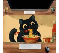 Muaor Gaming Mouse Mat Cat Noodles, Large mouse Pad 700x400mm Thickness 3MM, Improved Precision and Speed, Non-Slip Base Mousepad with Stitched Edges for Gaming, Office & Home