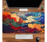 Muaor Gaming Mouse Mat Cirrus Clouds, Large mouse Pad 600x300mm Thickness 2MM, Improved Precision and Speed, Non-Slip Base Mousepad with Stitched Edges for Gaming, Office & Home