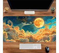 Muaor Gaming Mouse Mat Cirrus Moon, Large mouse Pad 900x400mm Thickness 2MM, Improved Precision and Speed, Non-Slip Base Mousepad with Stitched Edges for Gaming, Office & Home