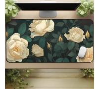 Muaor Gaming Mouse Mat Floral Rose, Large mouse Pad 700x400mm Thickness 2MM, Improved Precision and Speed, Non-Slip Base Mousepad with Stitched Edges for Gaming, Office & Home