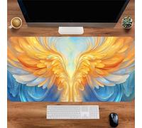 Muaor Gaming Mouse Mat Golden Wings, Large mouse Pad 600x400mm Thickness 2MM, Improved Precision and Speed, Non-Slip Base Mousepad with Stitched Edges for Gaming, Office & Home