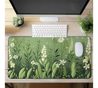 Muaor Gaming Mouse Mat Green Plants, Large mouse Pad 700x300mm Thickness 2MM, Improved Precision and Speed, Non-Slip Base Mousepad with Stitched Edges for Gaming, Office & Home