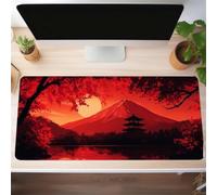 Muaor Gaming Mouse Mat Landscape Red, Large mouse Pad 800x300mm Thickness 2MM, Improved Precision and Speed, Non-Slip Base Mousepad with Stitched Edges for Gaming, Office & Home
