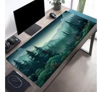 Muaor Gaming Mouse Mat Misty Woodland, Large mouse Pad 600x400mm Thickness 2MM, Improved Precision and Speed, Non-Slip Base Mousepad with Stitched Edges for Gaming, Office & Home