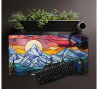 Muaor Gaming Mouse Mat Mosaic Mountain, Large mouse Pad 1200x600mm Thickness 2MM, Improved Precision and Speed, Non-Slip Base Mousepad with Stitched Edges for Gaming, Office & Home
