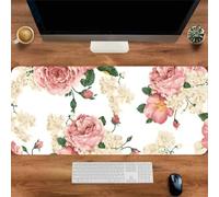 Muaor Gaming Mouse Mat Peony Flower, Large mouse Pad 600x300mm Thickness 3MM, Improved Precision and Speed, Non-Slip Base Mousepad with Stitched Edges for Gaming, Office & Home