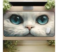 Muaor Gaming Mouse Mat Serious Cat, Large mouse Pad 1500x800mm Thickness 3MM, Improved Precision and Speed, Non-Slip Base Mousepad with Stitched Edges for Gaming, Office & Home