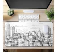 Muaor Gaming Mouse Mat Sketch City, Large mouse Pad 700x300mm Thickness 3MM, Improved Precision and Speed, Non-Slip Base Mousepad with Stitched Edges for Gaming, Office & Home