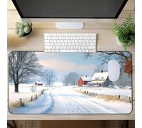 Muaor Gaming Mouse Mat Snow Village, Large mouse Pad 900x400mm Thickness 3MM, Improved Precision and Speed, Non-Slip Base Mousepad with Stitched Edges for Gaming, Office & Home