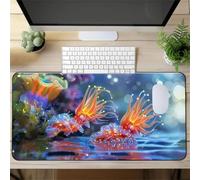 Muaor Gaming Mouse Mat Underwater Creatures, Large mouse Pad 900x400mm Thickness 3MM, Improved Precision and Speed, Non-Slip Base Mousepad with Stitched Edges for Gaming, Office & Home