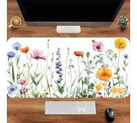 Muaor Gaming Mouse Mat Watercolor Flower, Large mouse Pad 1000x500mm Thickness 3MM, Improved Precision and Speed, Non-Slip Base Mousepad with Stitched Edges for Gaming, Office & Home