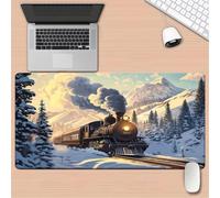 Muaor Gaming Mouse Mat Winter Railway, Large mouse Pad 700x300mm Thickness 2MM, Improved Precision and Speed, Non-Slip Base Mousepad with Stitched Edges for Gaming, Office & Home