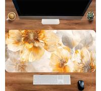 Muaor Gaming Mouse Mat Yellow Petals, Large mouse Pad 900x300mm Thickness 3MM, Improved Precision and Speed, Non-Slip Base Mousepad with Stitched Edges for Gaming, Office & Home