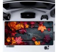 Muaor Gaming Mouse Pad 1200x600x3mm Computer Keyboard Extended mouse mat, Mousepad XXL with Non-Slip Rubber Base Stitched Edges, Large Desk Mat for Home Office Work(Red Maple)