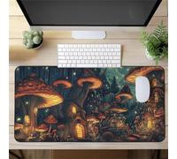 Muaor Gaming Mouse Pad 1500x800x2mm Computer Keyboard Extended mouse mat, Mousepad XXL with Non-Slip Rubber Base Stitched Edges, Large Desk Mat for Home Office Work(Mushroom House)
