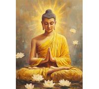 Muaor Golden Buddha Lotus Paint by Numbers Kits for Adults Beginners,Painting by Numbers Kits on Canvas for Adults with Frame,Easy DIY Acrylic Pigment Drawing Paintwork for Home Wall Decor 20x30cm