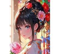 Muaor Paint by Numbers for Adults Frameless Beautiful Rose Girl,Adult Paint by Numbers Canvas Kits 40x50cm,DIY Hand Painted Oil Painting Kit with 3 Brushes and Acrylic Paint,Home Decor