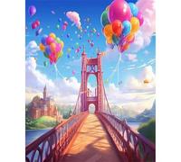 Muaor Paint by Numbers for Adults with Frame Bridge Balloon,Adult Paint by Numbers Canvas Kits 55x70cm,DIY Hand Painted Oil Painting Kit with 3 Brushes and Acrylic Paint,Home Decor