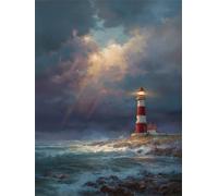 Muaor Paint by Numbers for Adults with Frame Lighthouse Rocky Shore,Adult Paint by Numbers Canvas Kits 30x40cm,DIY Hand Painted Oil Painting Kit with 3 Brushes and Acrylic Paint,Home Decor