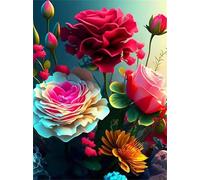 Muaor Paint by Numbers for Adults with Frame Rose Flower,Adult Paint by Numbers Canvas Kits 30x40cm,DIY Hand Painted Oil Painting Kit with 3 Brushes and Acrylic Paint,Home Decor