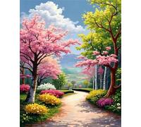 Muaor Park Trees Cloud Paint by Numbers Kits for Adults Beginners,Painting by Numbers Kits on Canvas for Adults with Frame,Easy DIY Acrylic Pigment Drawing Paintwork for Home Wall Decor 20x30cm