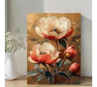 Muaor Red Flower Bud Paint by Numbers Kits for Adults Beginners,Painting by Numbers Kits on Canvas for Adults Frameless,Easy DIY Acrylic Pigment Drawing Paintwork for Home Wall Decor 30x40cm